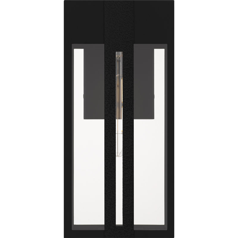 Boswell 1-Light Matte Black Outdoor Wall Lantern, 16" H x 7.5" W x 5.5" D