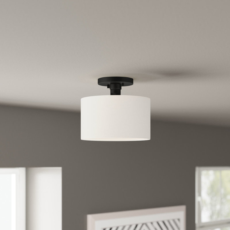 Plafonnier semi-encastré 1 lumière Shaniya, Noir, H 8,5 po x l 10 po x P 10 po