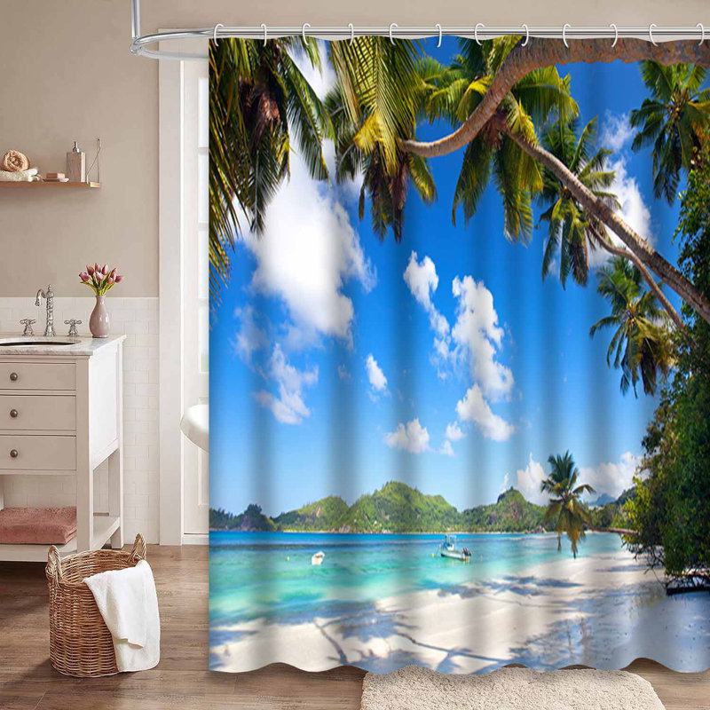 Rideau de douche Beach Island Landscape, L 72 po x l 84 po