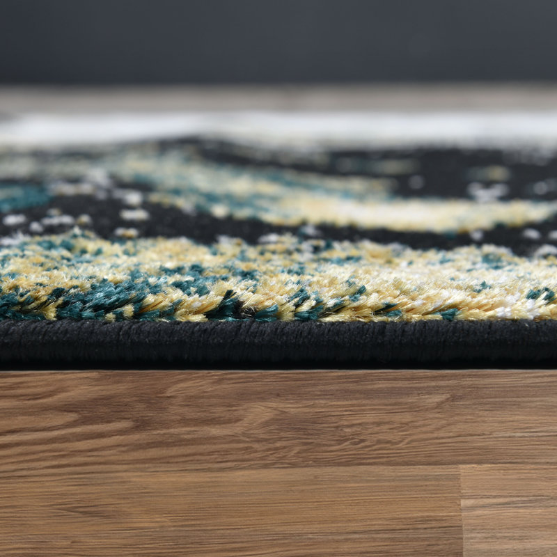Tapis noir / gris / ivoire / beige Galaxy Series, Vert, Rectangle 7 pi 9 po x 10 pi 2 po