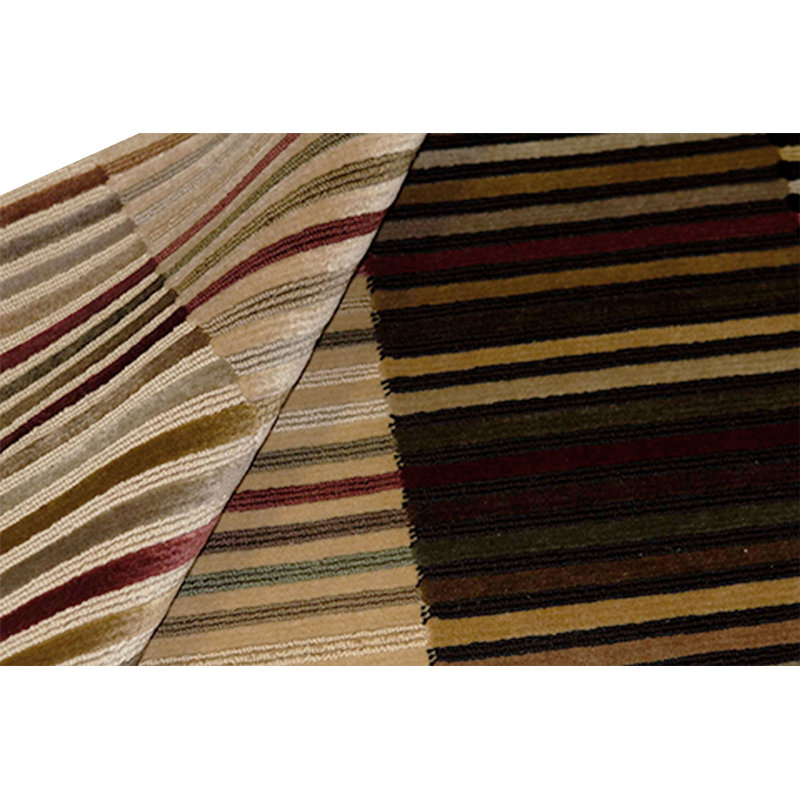 Wool Striped Area Rug in Beige/Black