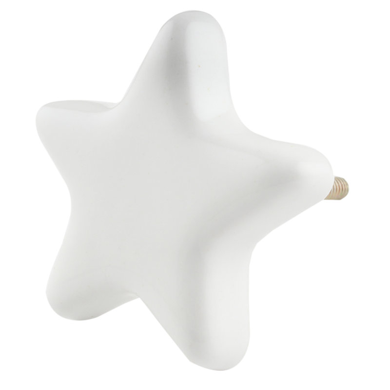 Set of 6 White Star Ceramic Knobs