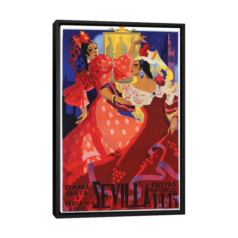 « sevilla, 1945 », impression sur toile, H 26 po x l 18 po x P 1,5 po, Toile avec cadre noir, Pas de tapis