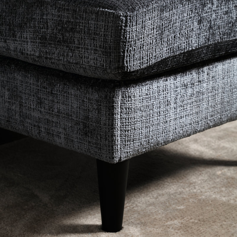 Canapé 3 sections avec rangement, tissu chenille, gris pour le salon, rangement pour porte-gobelets et poches, côté, Grey
