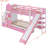 Twin-Over-Twin Castle Bunk Bed with Slide, 2 Drawers & 3 Shelves for Kids Bedroom – Pink