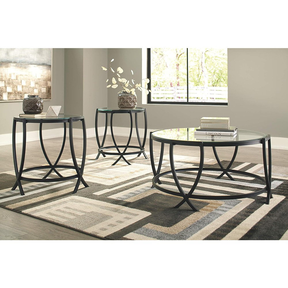Ebern Designs Casserly 3 - Piece Glass Top Living Room Table Set ...