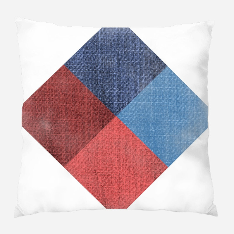Denim Geometric Microsuede Reversible Throw Pillow