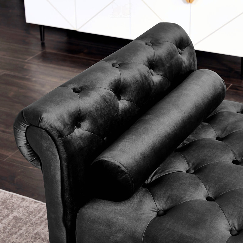 Rectangular Large Sofa Stool, Black