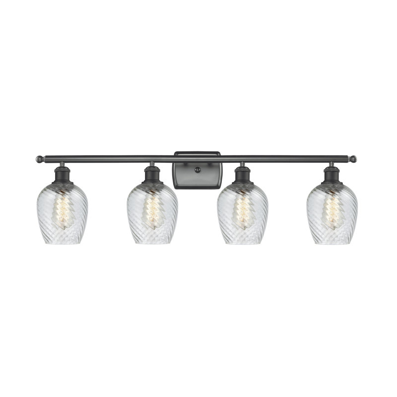 Éclairage de salle de bain à intensité variable 4 lumières Lyman, Motif cannelé transparent, Ampoule DEL 6 watts Vinage