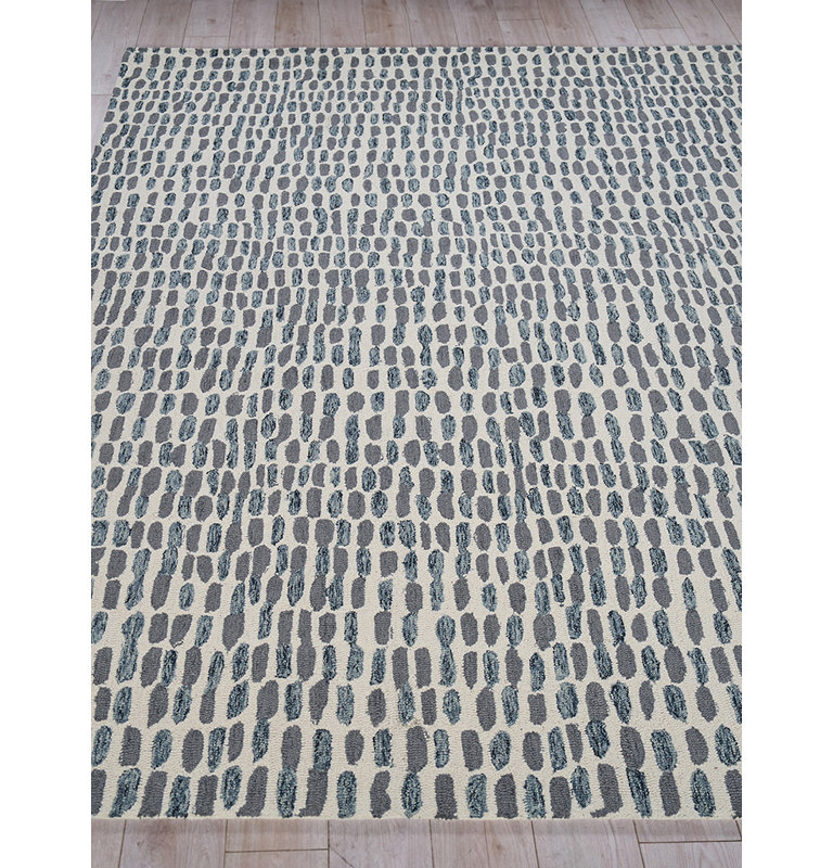 Ink Blot Wool Area Rug in Black/Gray, Rectangle 2' x 3'