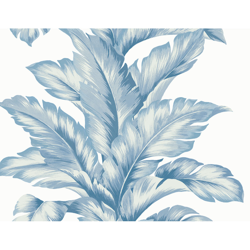 Floral Vinyl Matte Wallpaper Roll, Steel Blue