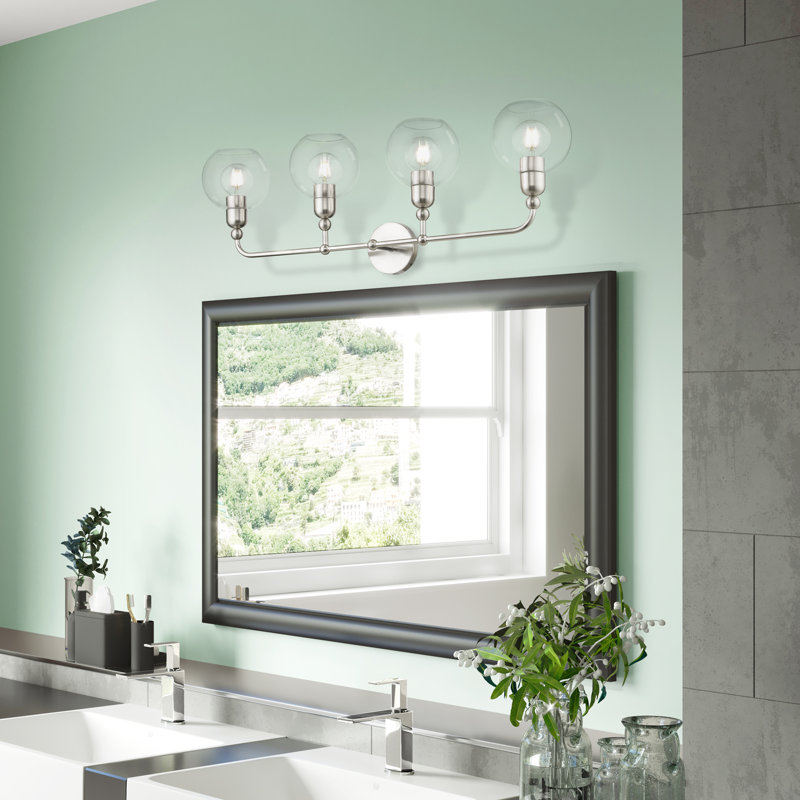 Éclairage de salle de bain à intensité variable 4 lumières Orly, Nickel brossé