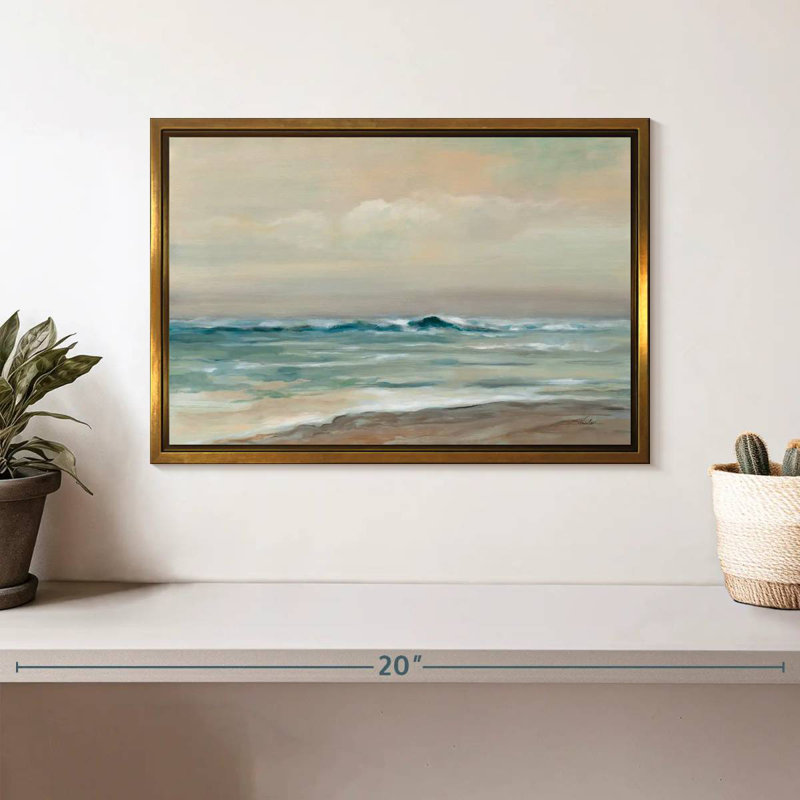 Chuchotement des vagues de l'océan, Cadre flottant doré, 13 po x 9 po