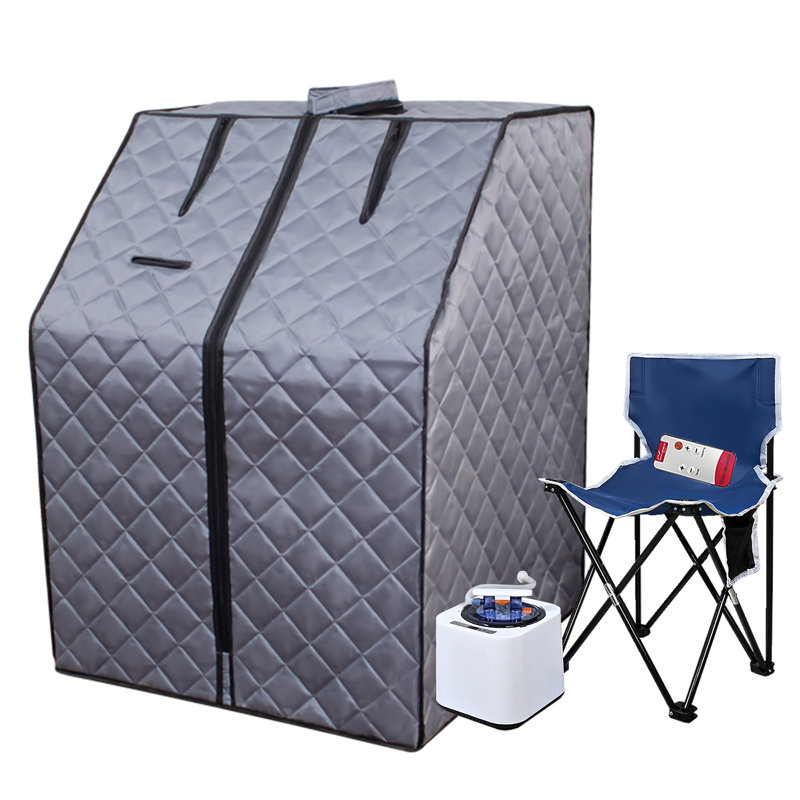 Ancel 1 - Person Indoor Portable Traditional Steam Sauna with Remote Control, Gray/Black