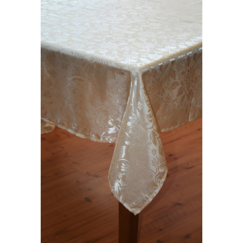 Wiersma European Floral Tablecloth, 70" W x 52" L, Ivory
