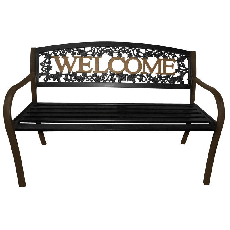 Banc en métal Alemar Welcome noir et or