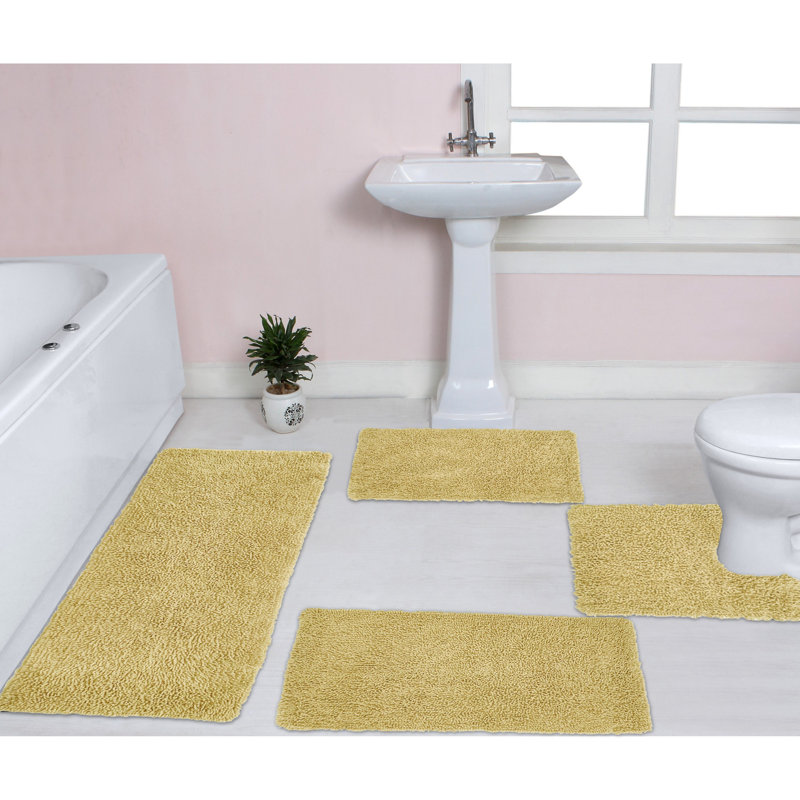 Hazlett 4 Piece Bath Rug Set, Yellow