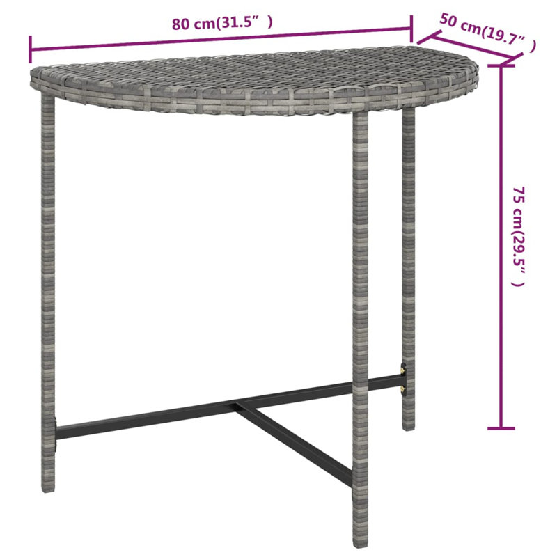 Table basse d'extérieur en rotin, Gris