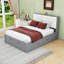 Grand lit plateforme en bois avec tête de lit et rangement pour chaussures-492297118