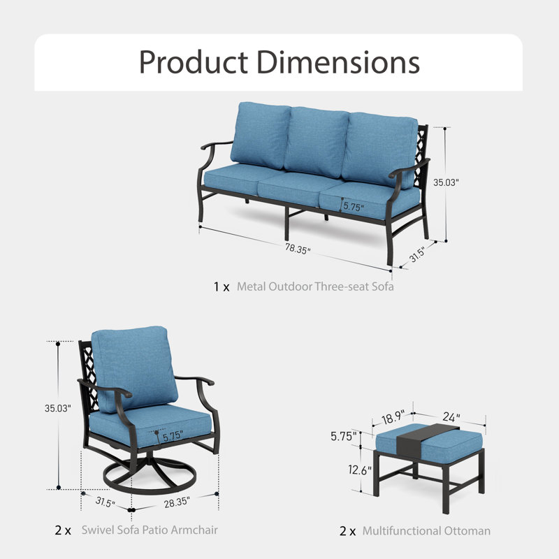 Asfand Outdoor Seating Group, Denim Blue, No
