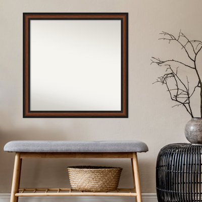 Yale Walnut 21.5 in. x 27.5 in. Bathroom Vanity Non-Beveled Wall Mirror