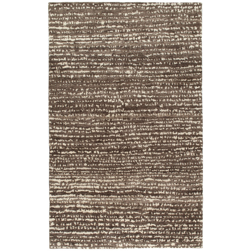 Tapis gris en laine noué à la main Shepherd, Rectangle 8 pi x 10 pi