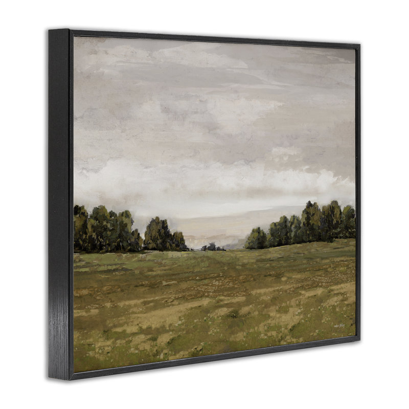 Distant Trees Grassland Framed Giclee Art by Amber Sterling, 11" H x 14" W, Midnight Black Framed Giclee