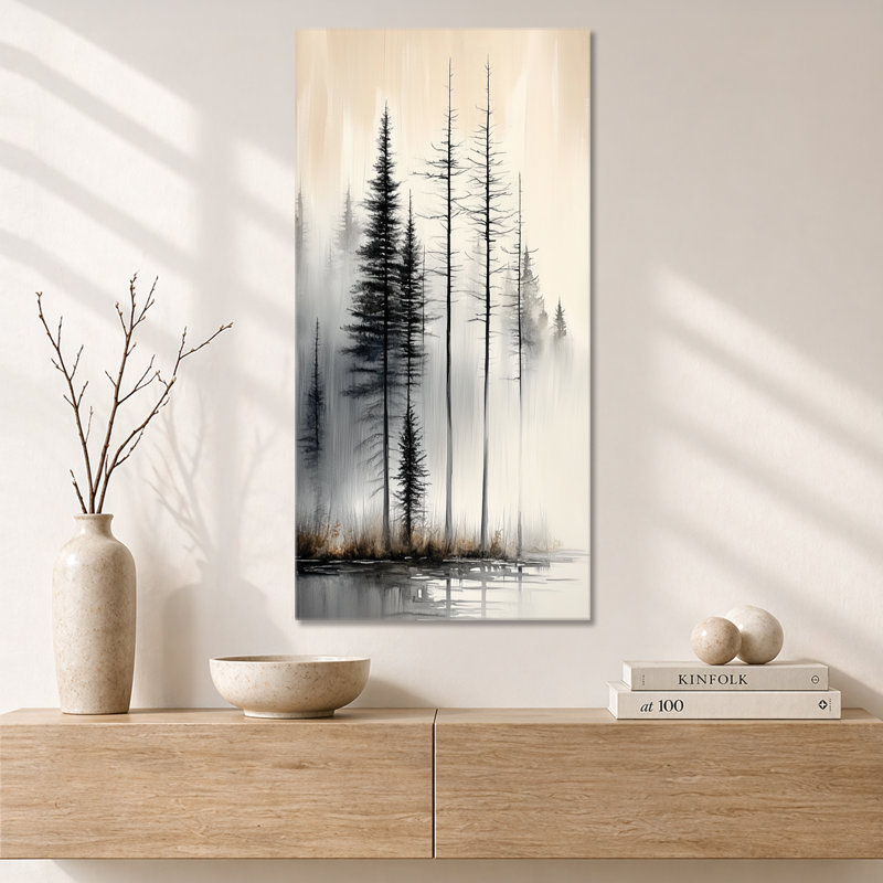 Beige gris Bodie I - impression sur toile de pin, art mural nature, H 32 po x l 16 po, Toile tendue