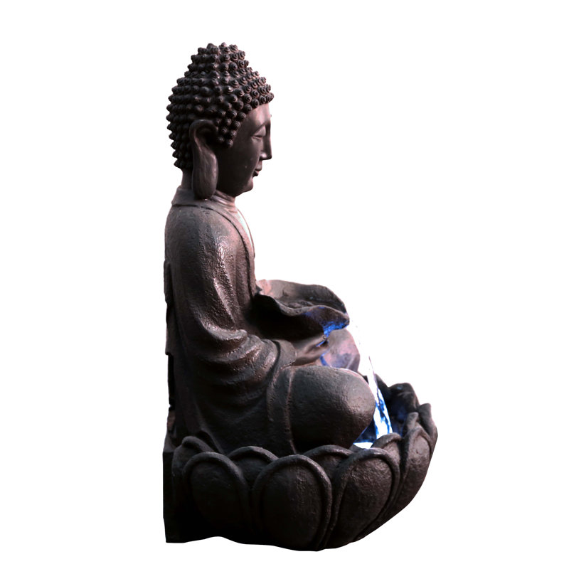 Resin Meditating Buddha Fountain with LED Light