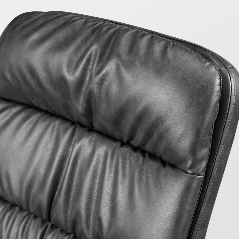 Chaise de travail rétro en similicuir brun, Gris