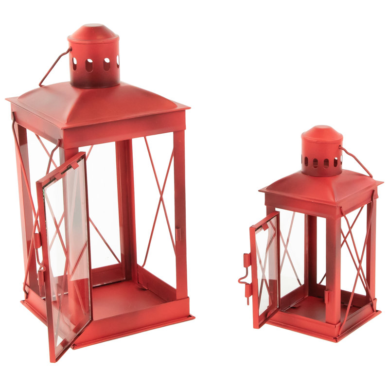 Antique Red Mission Style Candle Lanterns