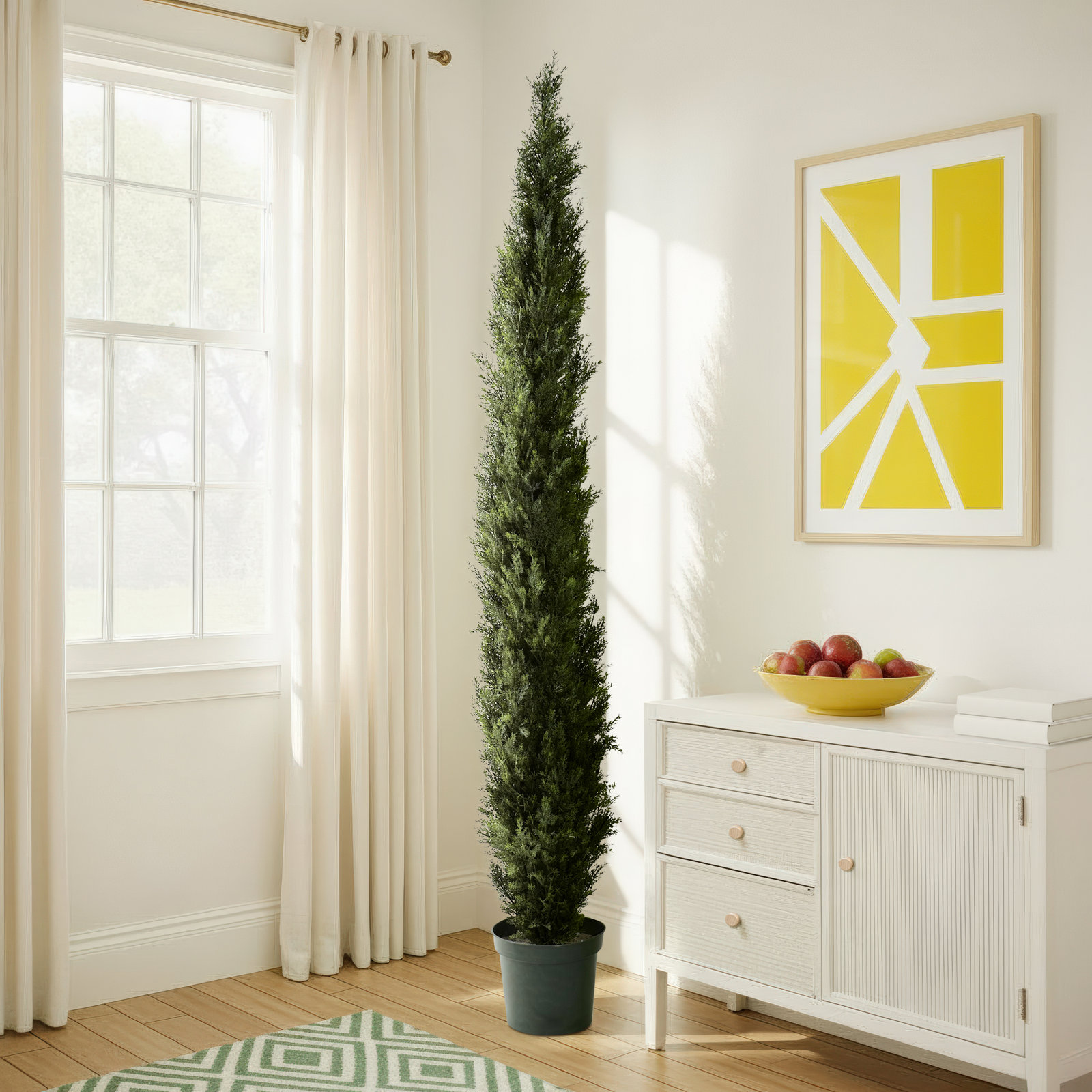 Faux Cedar Tree in Planter, 96" H x 26" W x 26" D