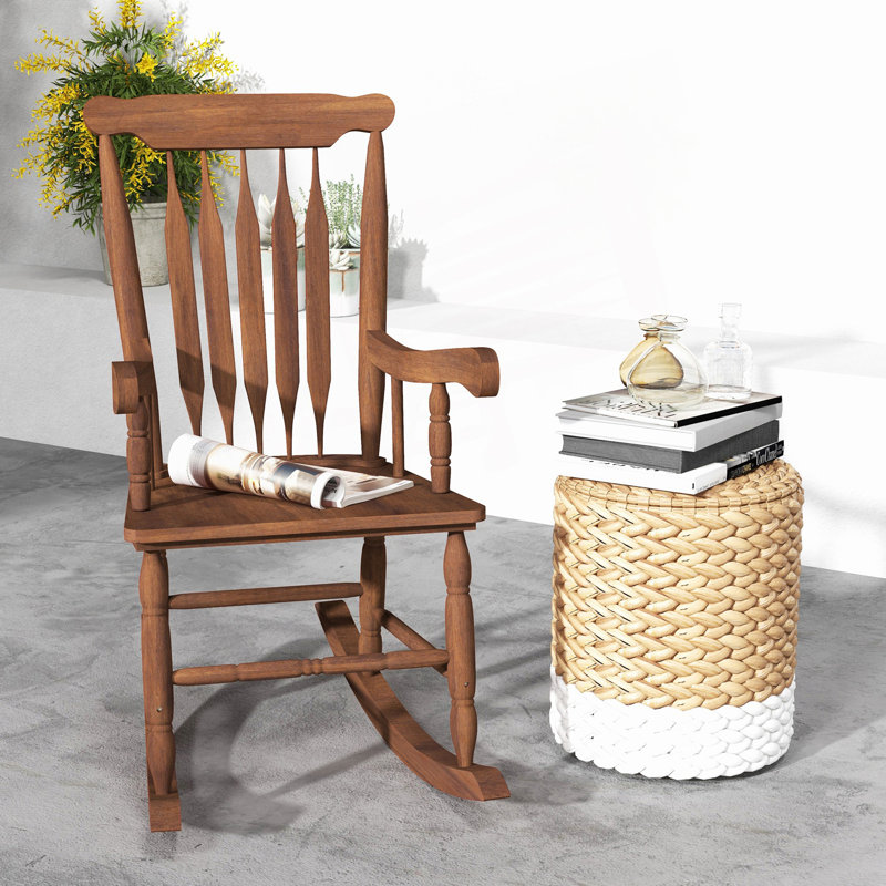 Chaise berçante d'extérieur, chaise berçante avec haut dossier, Naturel