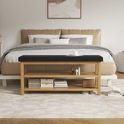 Elegant Rubberwood Frame Shoe Storage Bench