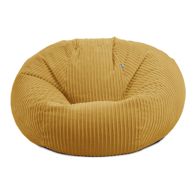 rucomfy Beanbags Jumbo Corduroy Huge Adult Bean Bag Chair. Extra Large Living Room Lounger. 125 (H) cm x 120 (W) cm, Mustard