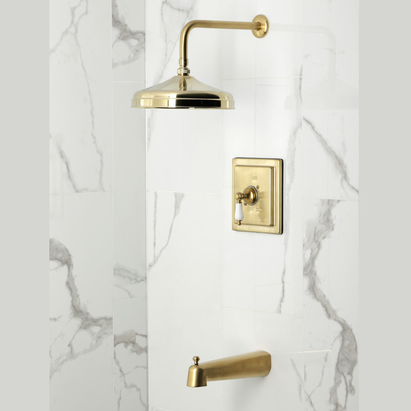Kingston Brass Single-Handle Pressure Balanced Tub And Shower Faucet, Brushed Brass