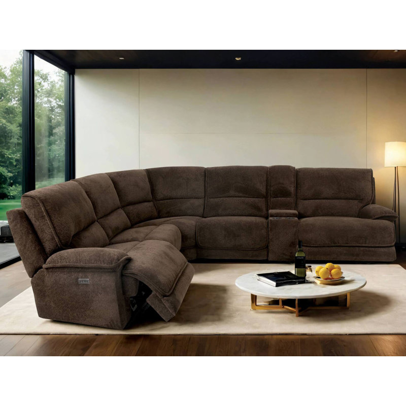 134.4" W Contemporary Power Sectional, Java