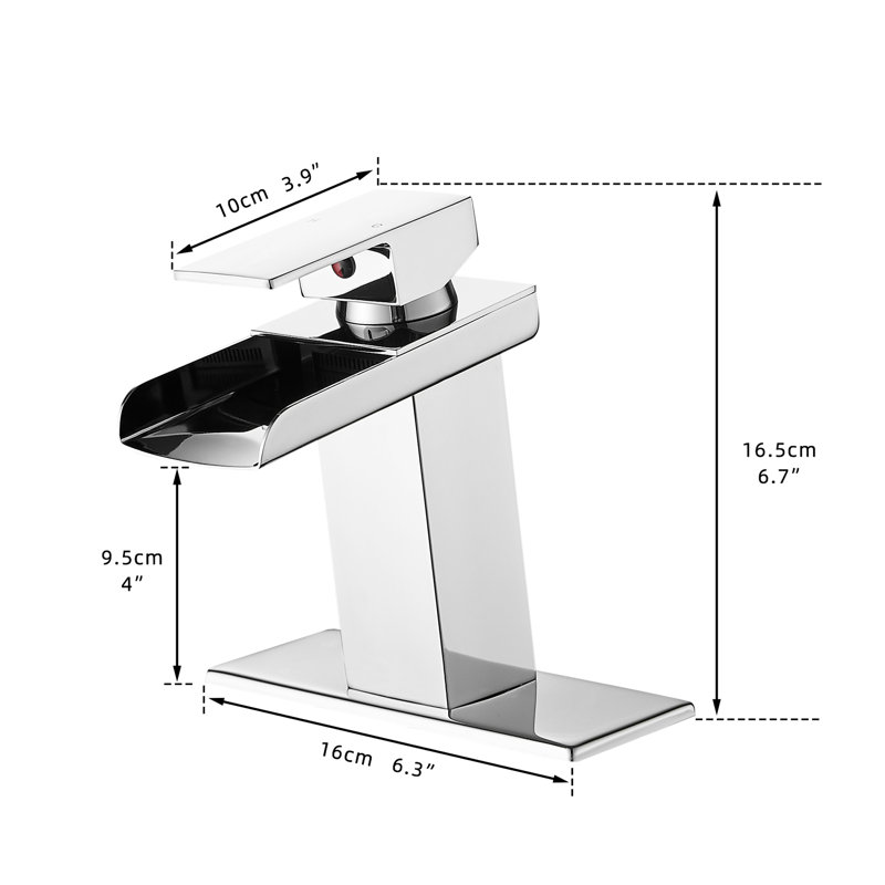 Contemporary Bathroom Sink Faucet, Waterfall, One Handle, Deck Mounted, Rust- Fixture Modern Waterfall Plate, , Single Hole, Ceramic Filler, Easy To Install