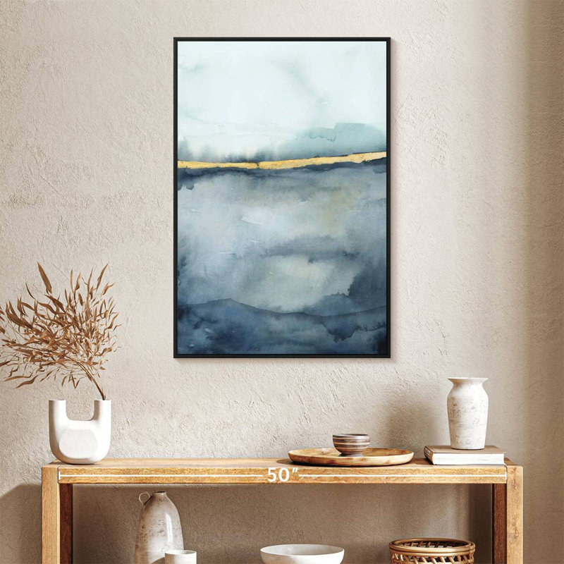 Horizon côtier II, 25 po x 37 po, Cadre flottant noir