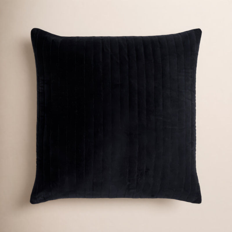 Coussin en coton Beyerne, 18 po x 18 po, Polyester/ Bourre en polyester, Bleu encre