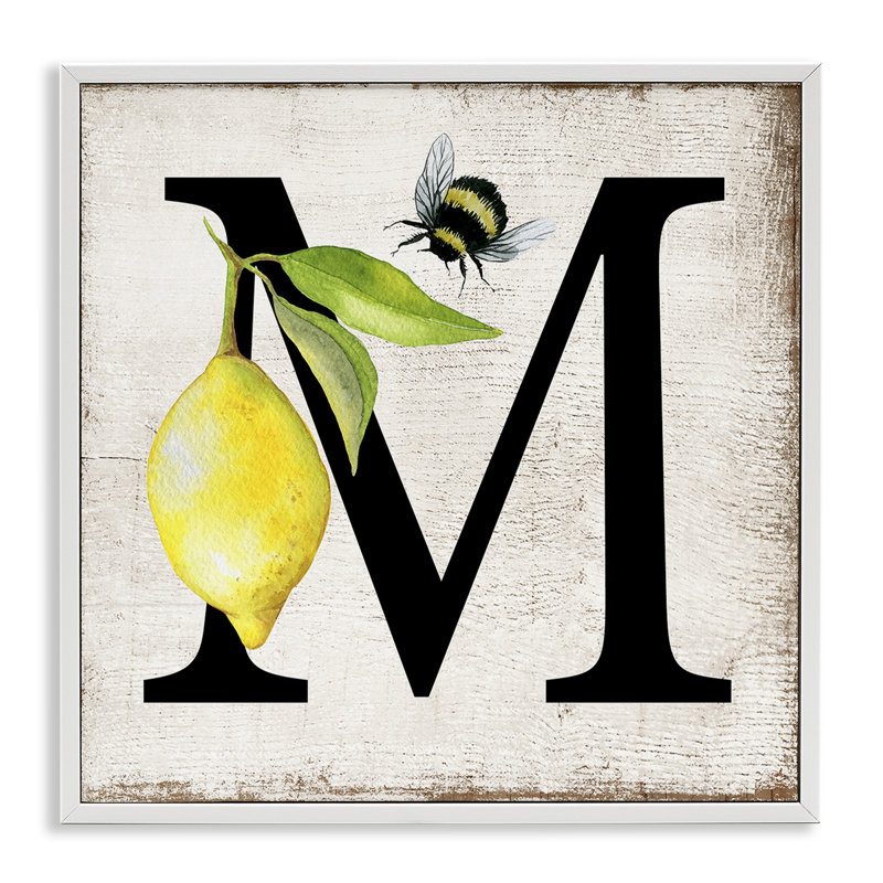  Giclée «Lemon & Bee M» par Creatif Belle, H 12 po x l 12 po, Giclée encadrée blanc bord de mer