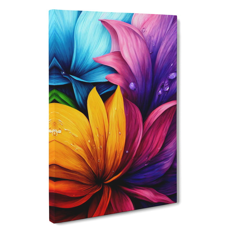 XV1022-4926X Vibrant Flowers No.1 - Print, No Matte, 50cm H x 35cm W, Wrapped Canvas