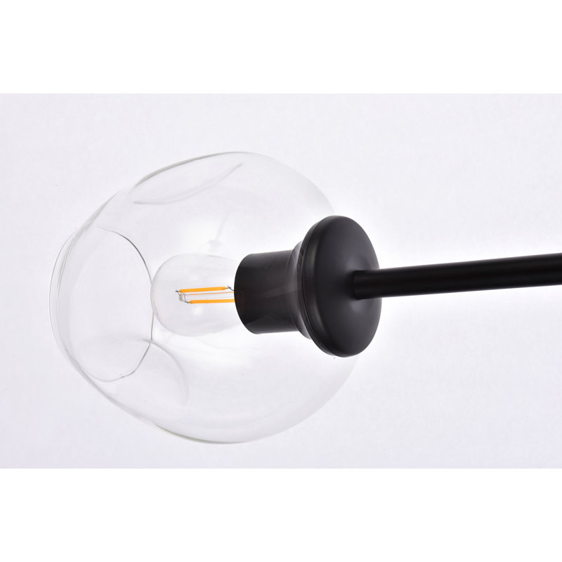 Ulrey 5 - Light Dimmable Sputnik Modern Linear Chandelier, Black