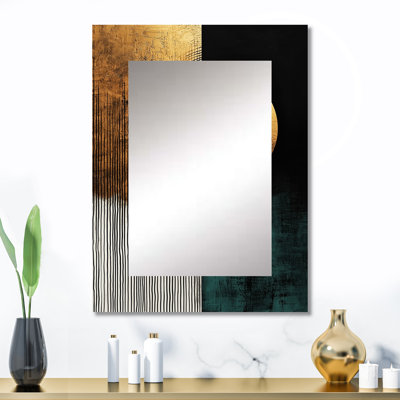 Golden Dark Moon Boundless Reverie - miroir géométrique, miroir mural décoratif moderne, impression d'art en métal