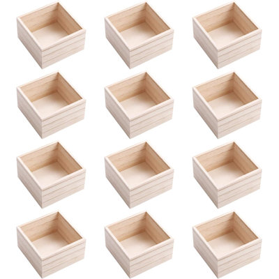 (Boîte de 12) 6 "X 6" Boîte de rangement en bois non fini petites boîtes en bois pour objets d'artisanat