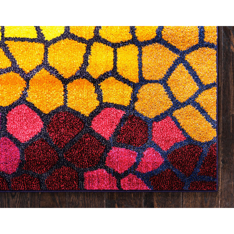 Tapis rose / jaune / bleu Jesusa, Rectangle 3 pi 3 po x 5 pi 3 po