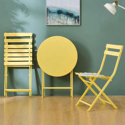 3 Piece Patio Bistro Set With Foldable Chairs And Table,  For Compact Outdoor Spaces And Easy Storage