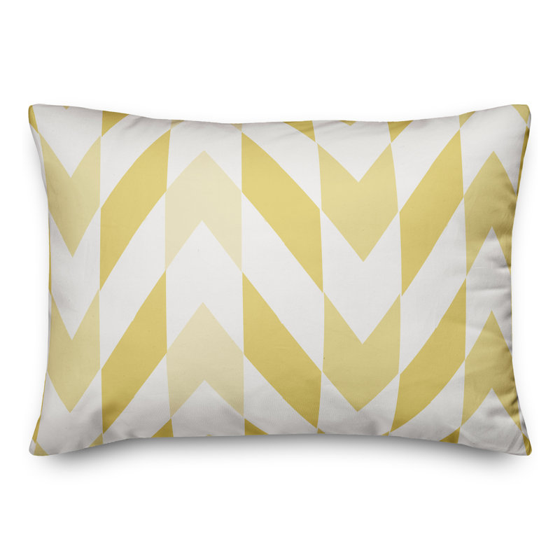 Geometric Outdoor Reversible Throw Pillow, Yellow