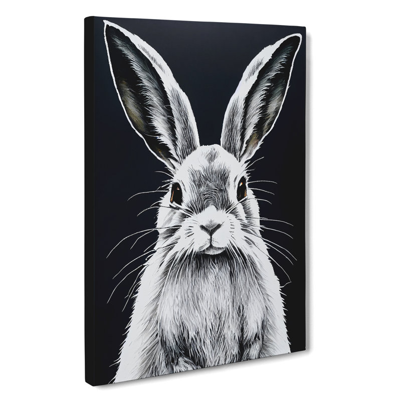 Monochrome Hare No.2 - Wrapped Canvas, 60cm H x 40cm W x 3cm D