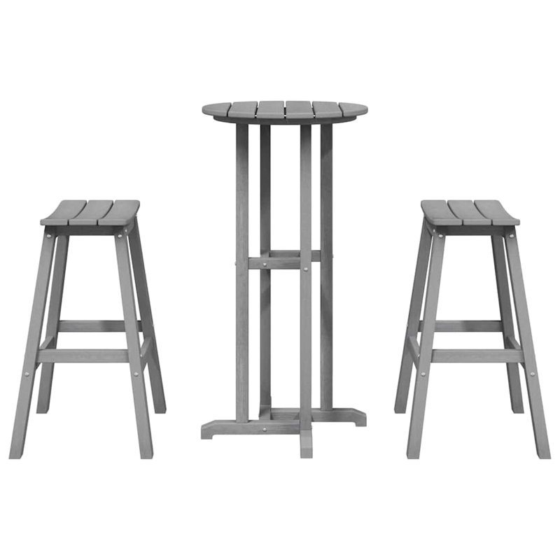 Vidaxl Garden Bar Set 3 Pcs HDPE, Light Grey